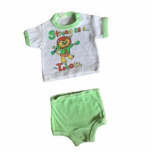 Vintage Pastel Terry Cloth Lion Set 0-3 Months